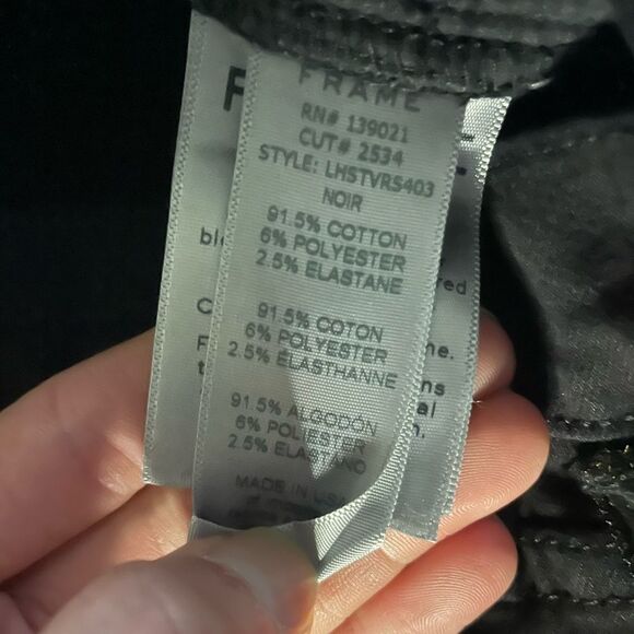 Frame Black Le High Straight Velvet Sparkle Side Stripe Step Hem Jeans Size 28 - Picture 7 of 11